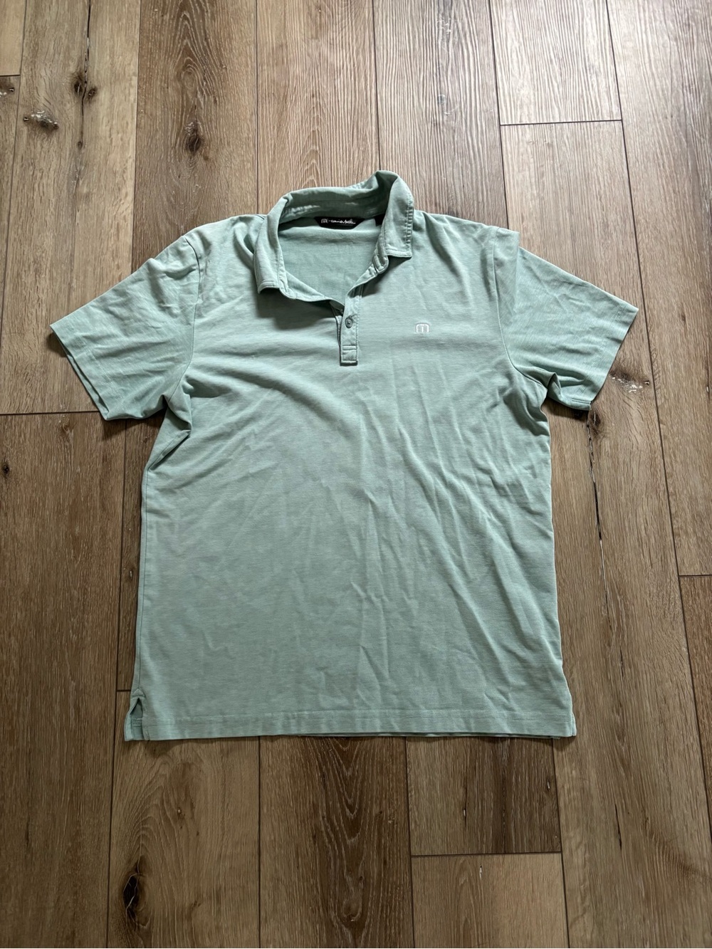 TravisMathew The Heater Polo Shirt Men's L Mint Green Heather Golf Performance